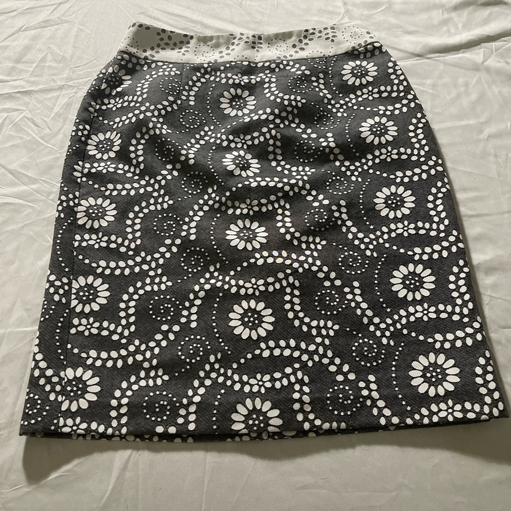 Black White Floral Mini Skirt Women A-Line Textured High Waist Retro Pattern - Picture 16 of 16